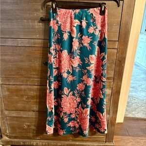 Floral Maxi Skirt in Pink and Green